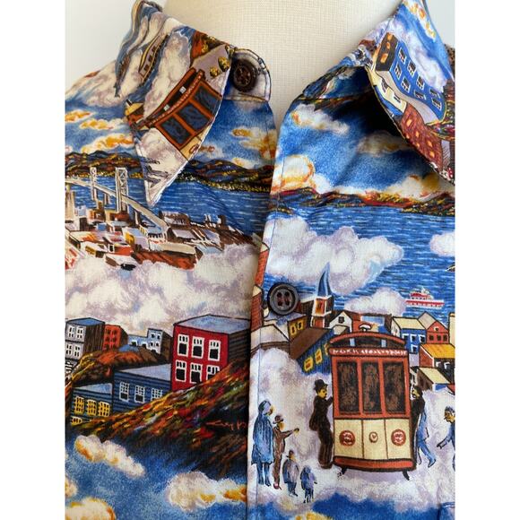 Reyn Spooner Guy Buffet Trolley Painting Shirt Men’s Size XL Egyptian Cotton - Picture 3 of 7